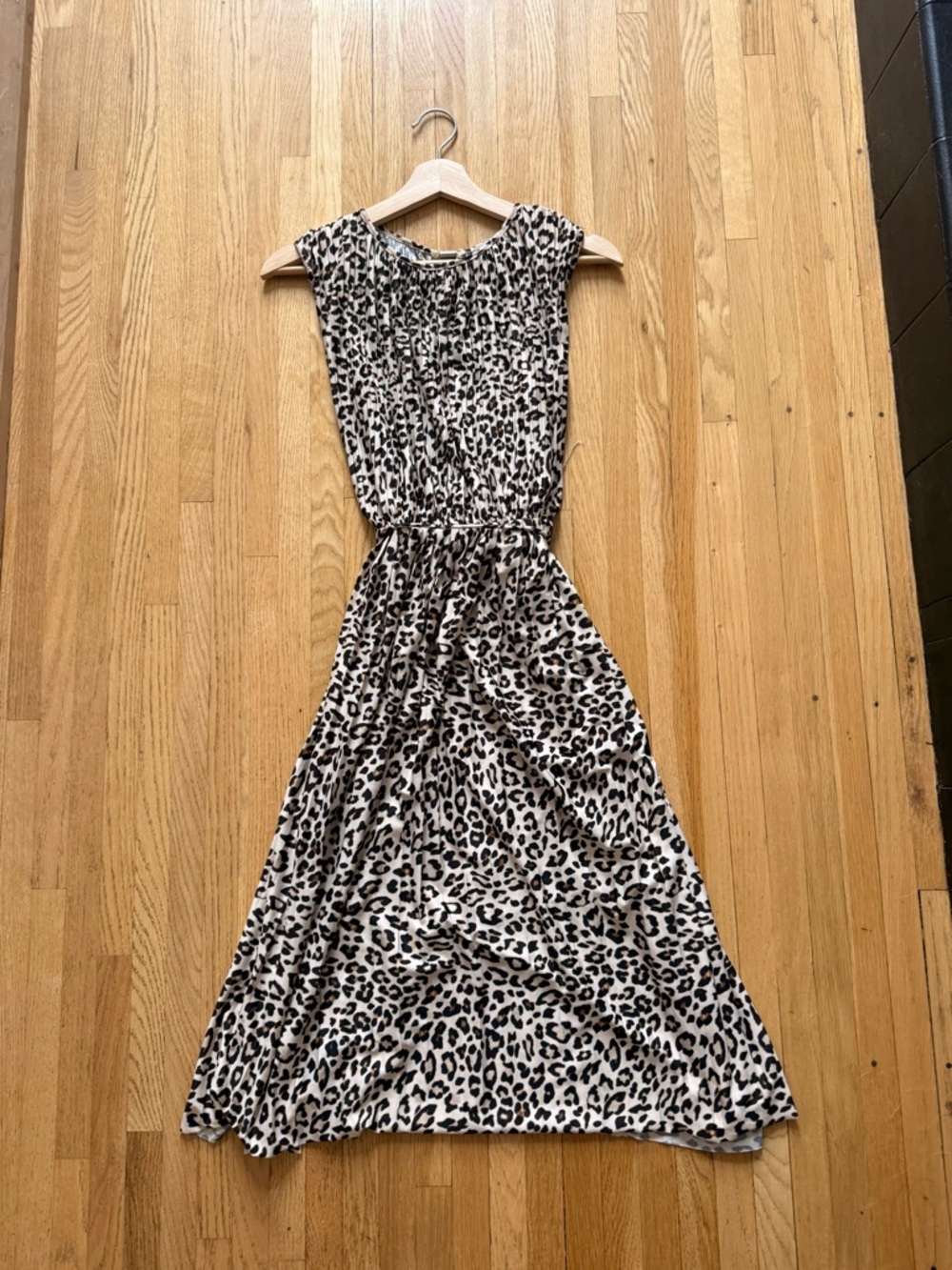 H&M Beige and Black Leopard Print Maxi Dress